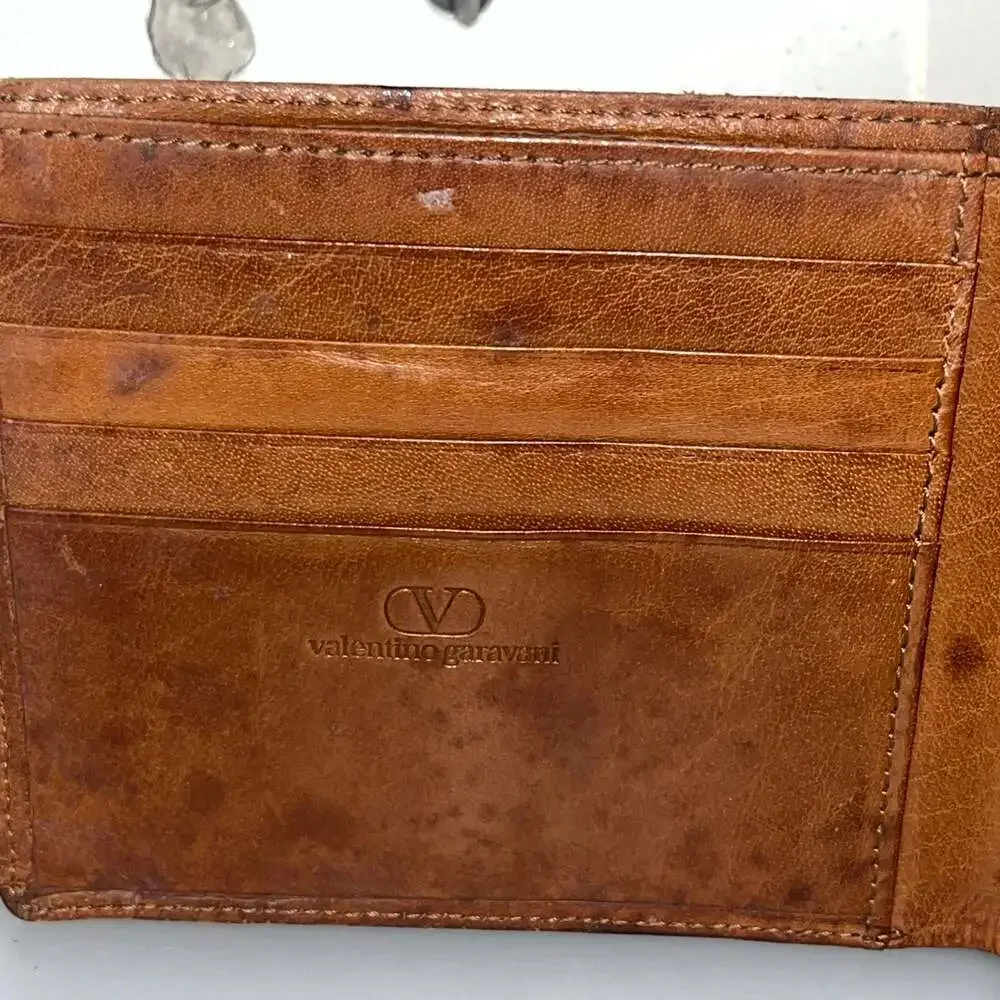 Valentino Garavani Vintage Brown Leather Bifold Wallet